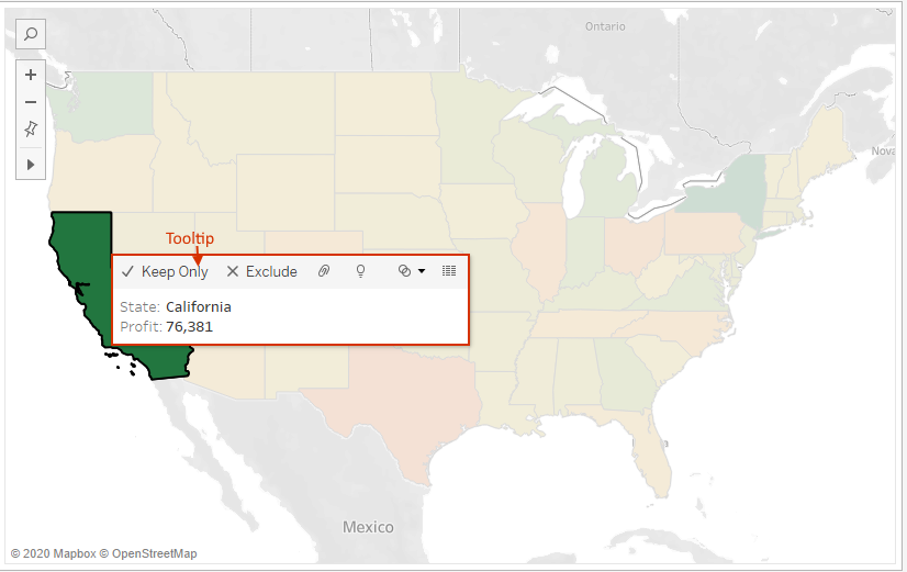 Example of Tableau tooltip