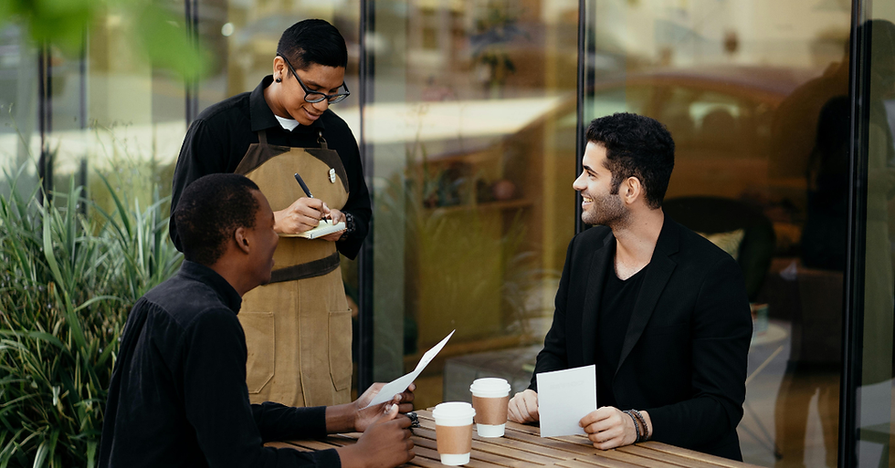 A person taking order from customers