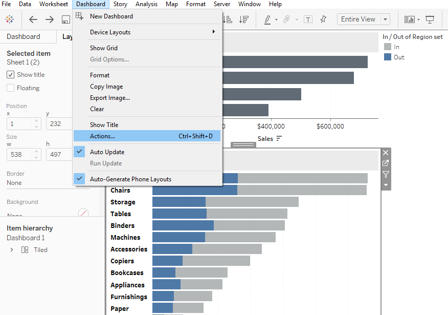 dashboard actions
