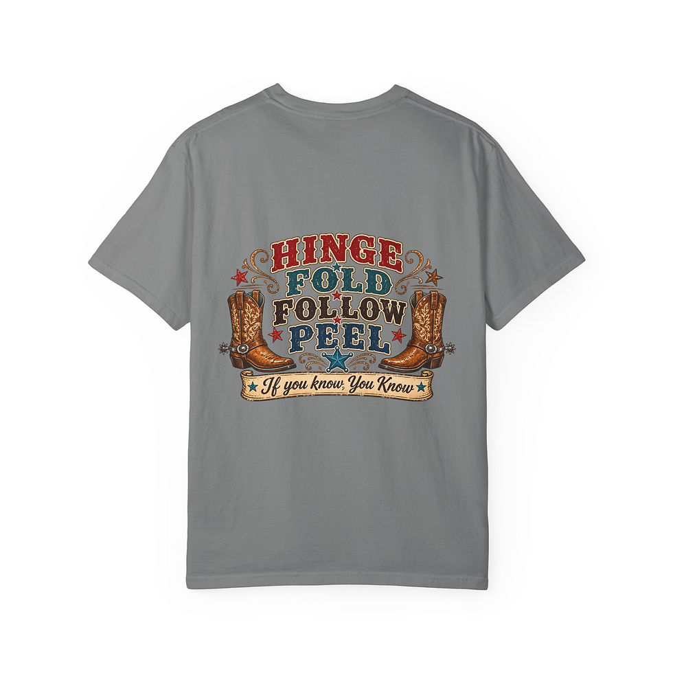 Thumbnail: BTL Graphic T‑Shirt — "Hinge Fold Follow Peel" Vintage Western Tee