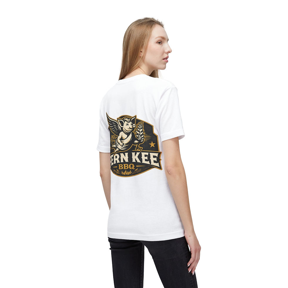 Thumbnail: Copy of Fern Kee BBQ Logo T-Shirt — Winged Pig Barbecue Tee