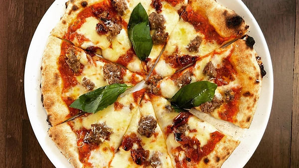 stamp pizza crushed meatball pizza