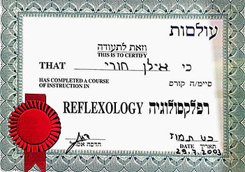 Ilan Hori's Certificate of Achievement in Reflexology, by Hadassah-Olamot