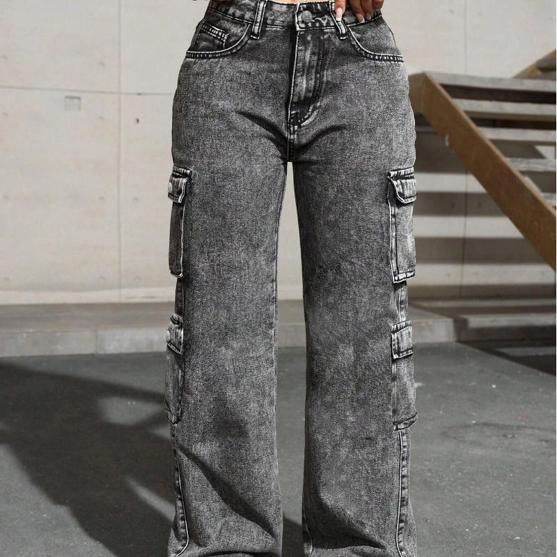 Thumbnail: Womens Jeans Y2k Jeans High Waist Stretch Cargo Pants Multiple Pockets Casual Tr