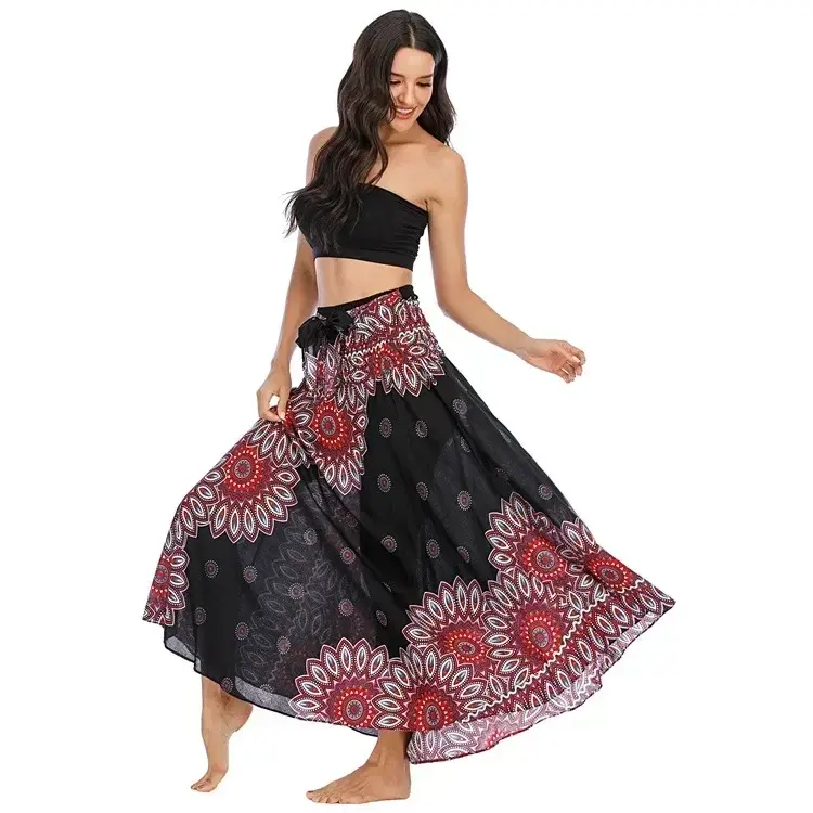 Thumbnail: Sexy Summer Long Boho Bottom Women Skirt Vintage Casual Ropa Mujer Faldas Loose 