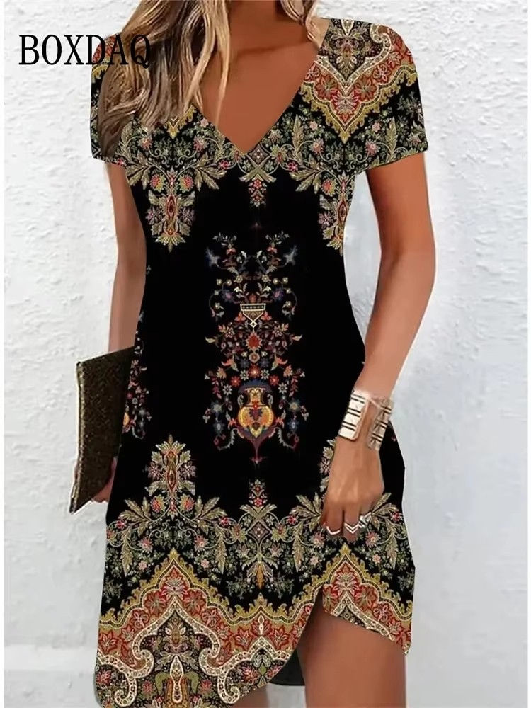 Thumbnail: Women'S Casual Sundress Loose Summer Boho Beach Dress Floral Printed For Women D
