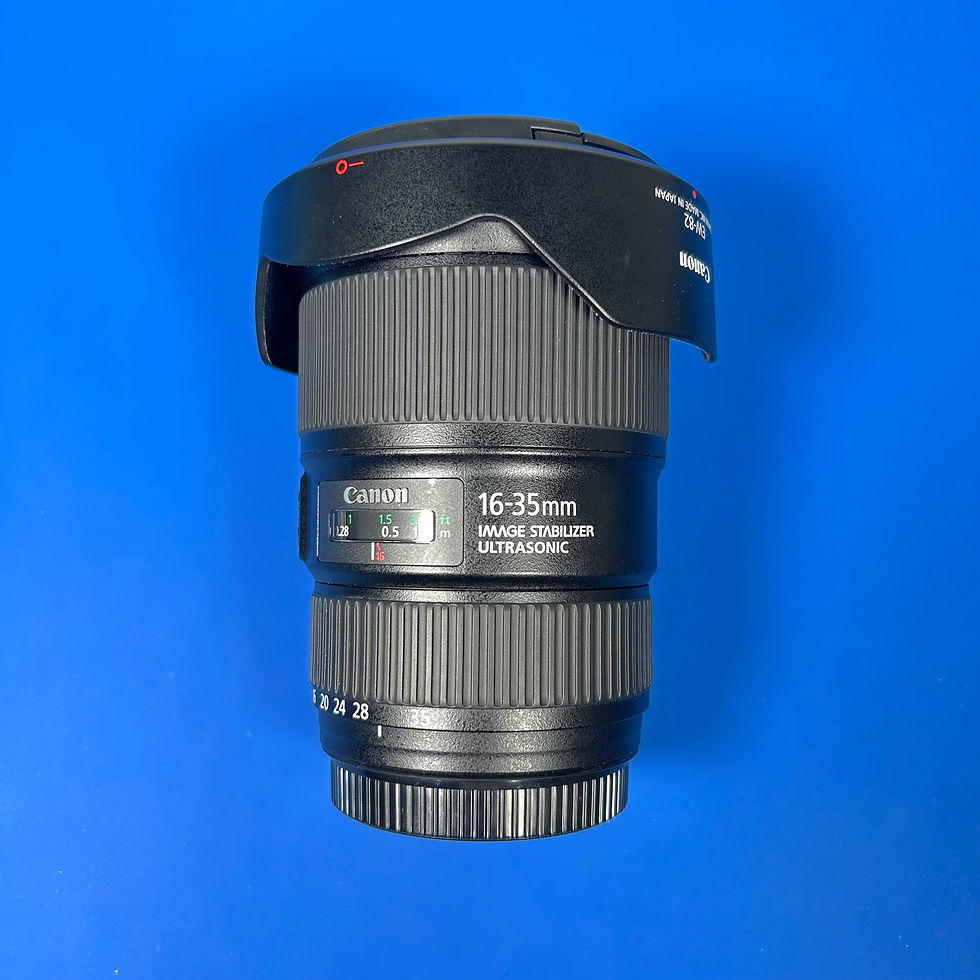 Canon EF 16-35mm f/4L IS USM lens with hood