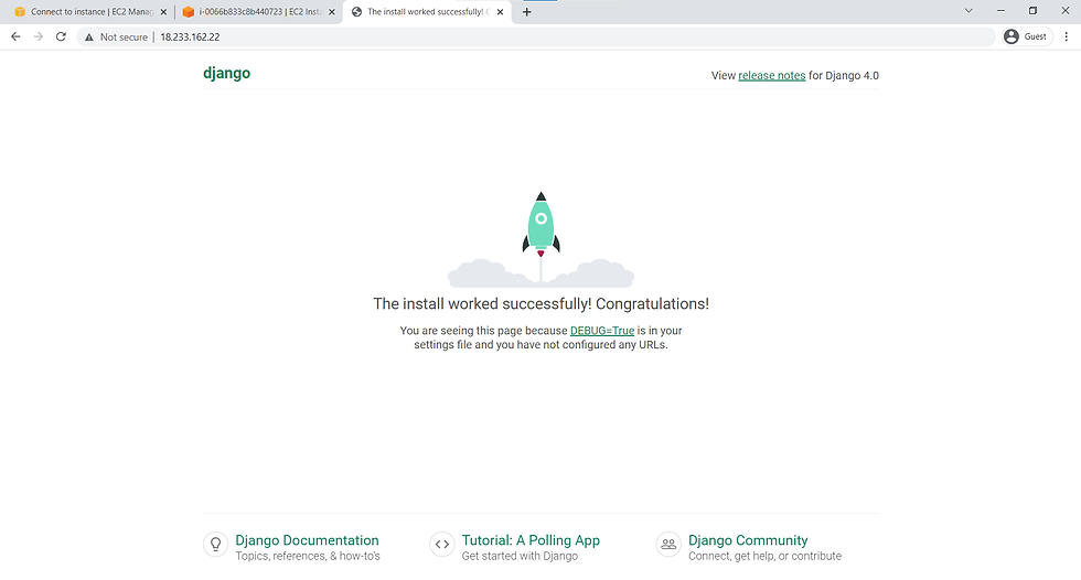 Hurray we have successfully hosted our django project. AWS DJANGO EC2 hosting apache 2