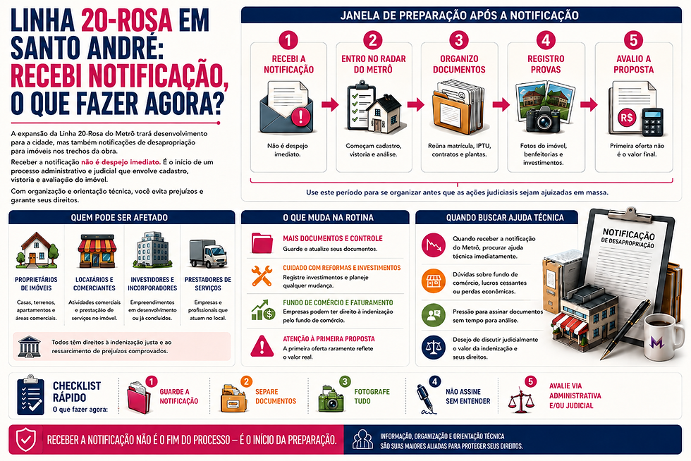 Linha 20‑Rosa em Santo André: recebi notificação, o que faço agora?