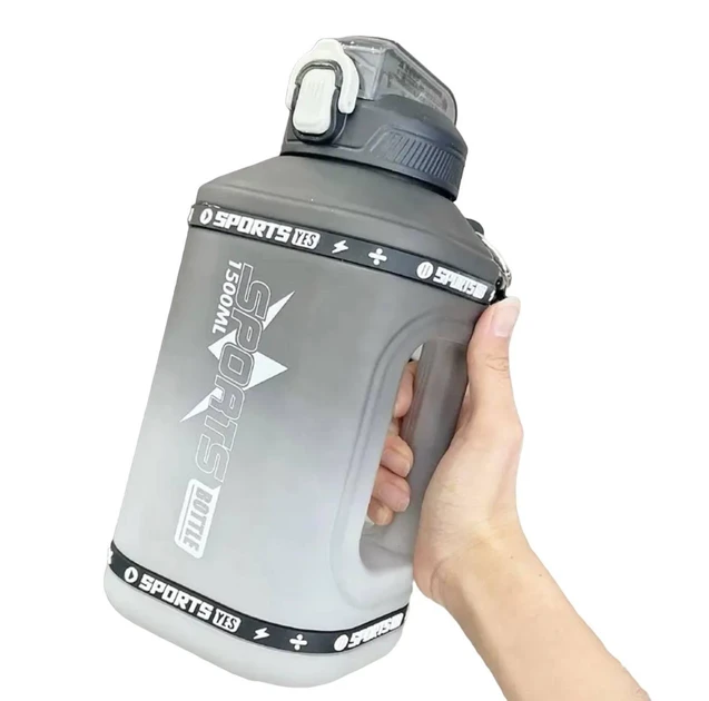 Bouteille d'eau 1,5L résistant aux chocs, aux fuites, poignée et boucle, paille 