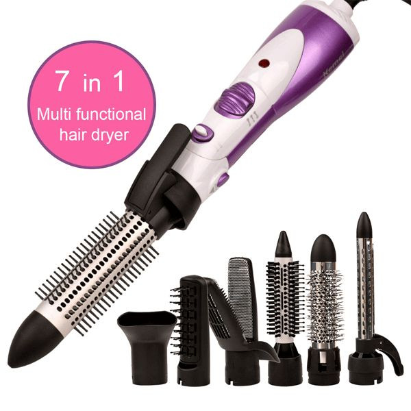 Peigne électrique 7 en 1 - boucler les cheveux,lisse-rotatif,brosse de soufflage