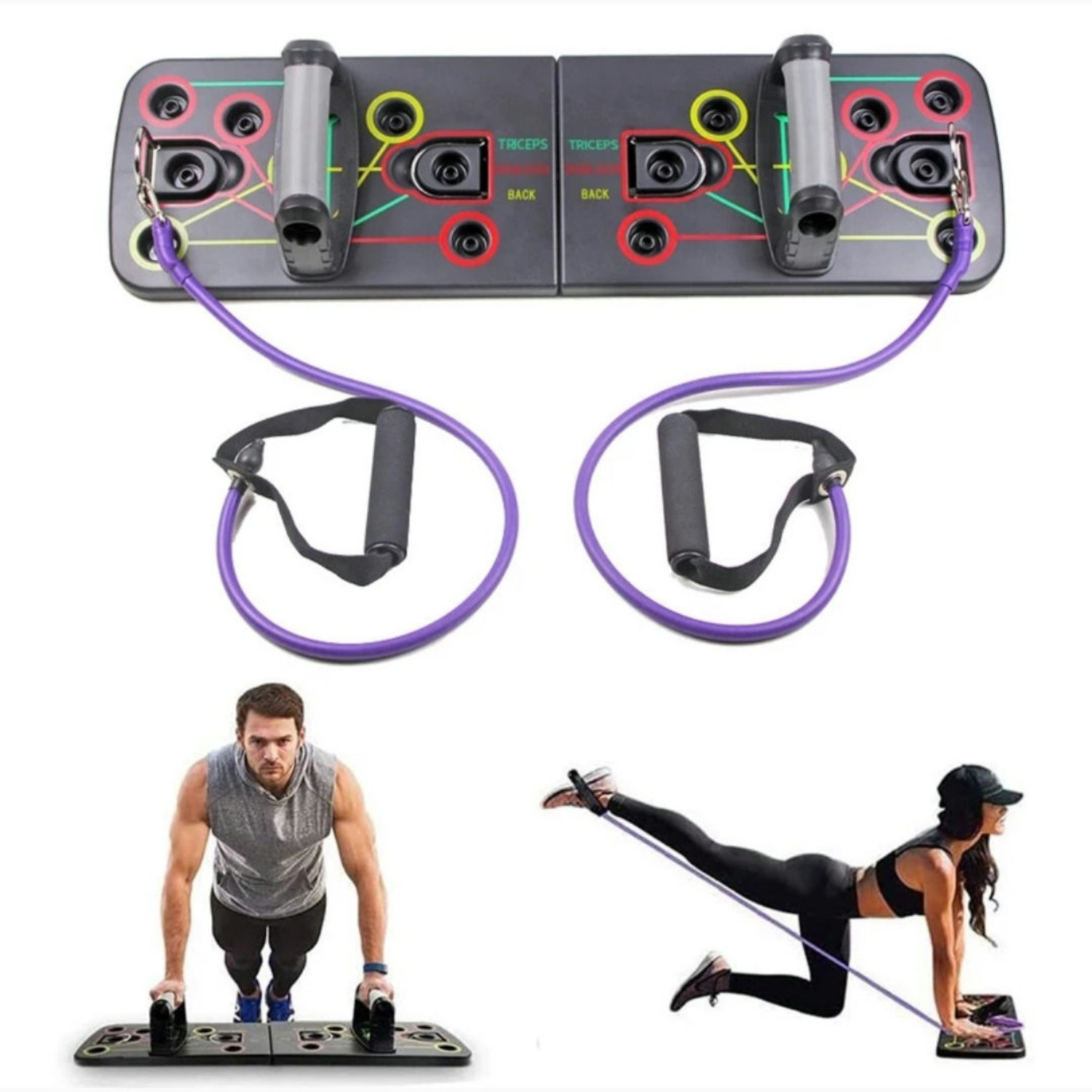 Jeu de push-ups avec corde élastique