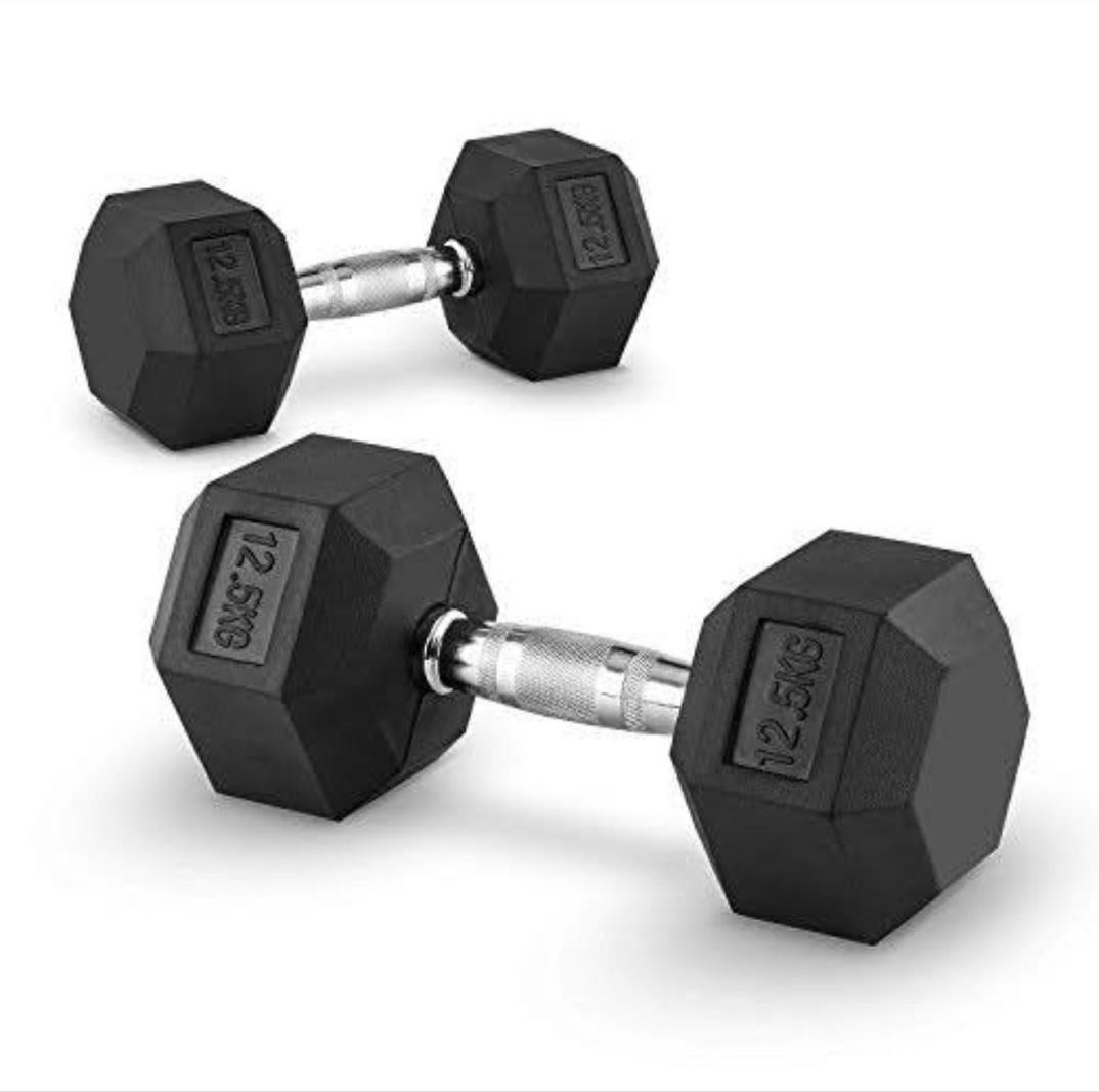 Haltères Biceps Hexagonaux 12,5 kg — Paire