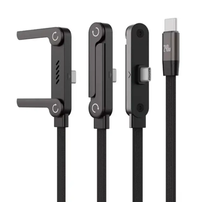 Câble USB-C vers USB-C 240 W coudé avec support téléphone pliable