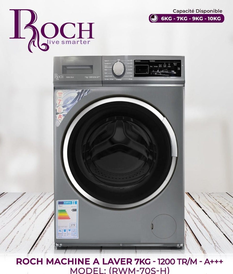 Machine à laver Roch 7 kg A+++ gris RWM-70S-H