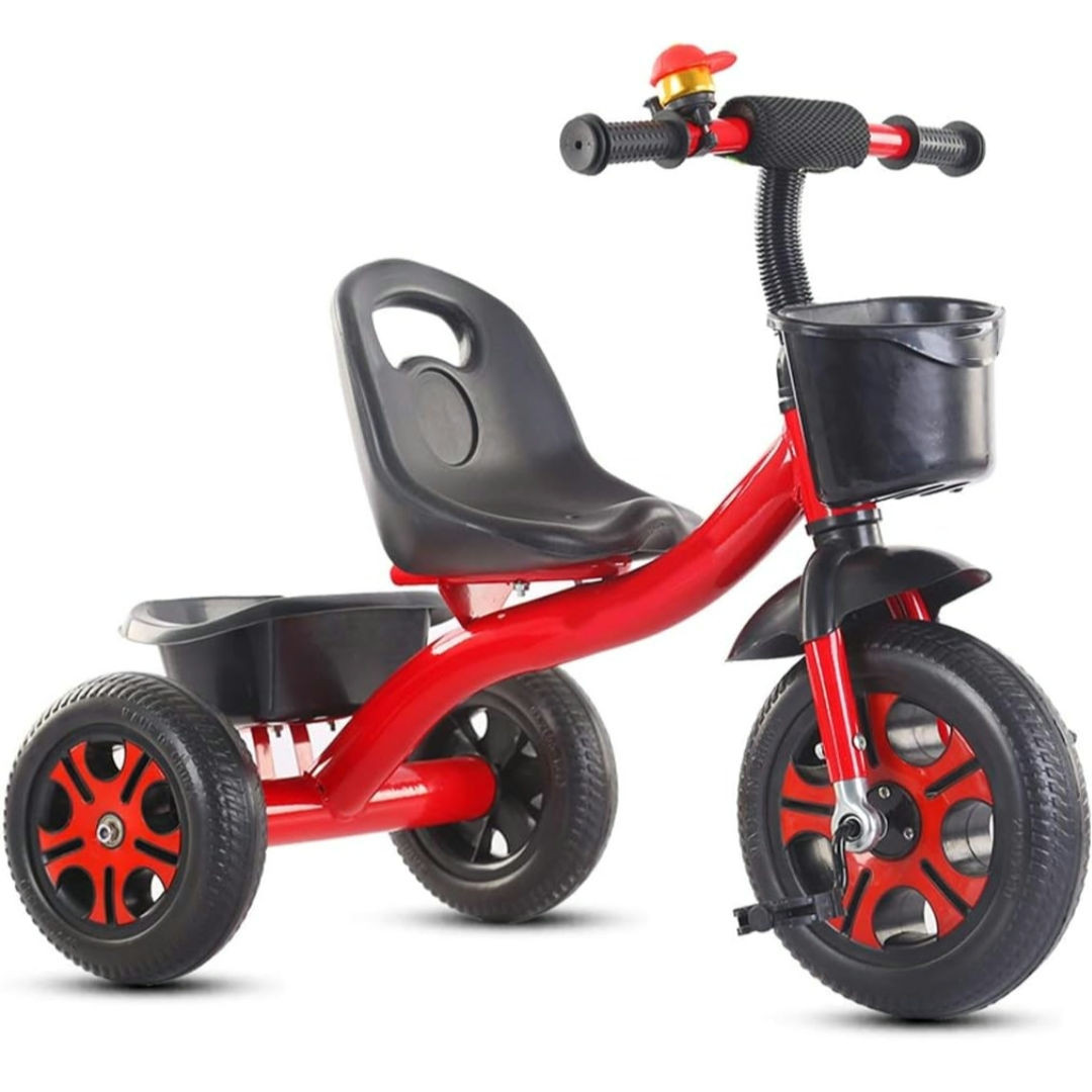 Tricycle à 3 roues pour enfants de 2 à 5 ans avec panier de rangement Rouge

