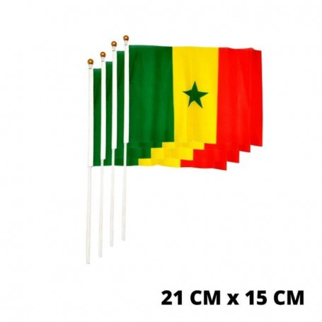 Lot de 10 mini drapeaux du Sénégal – format 21 × 15 cm