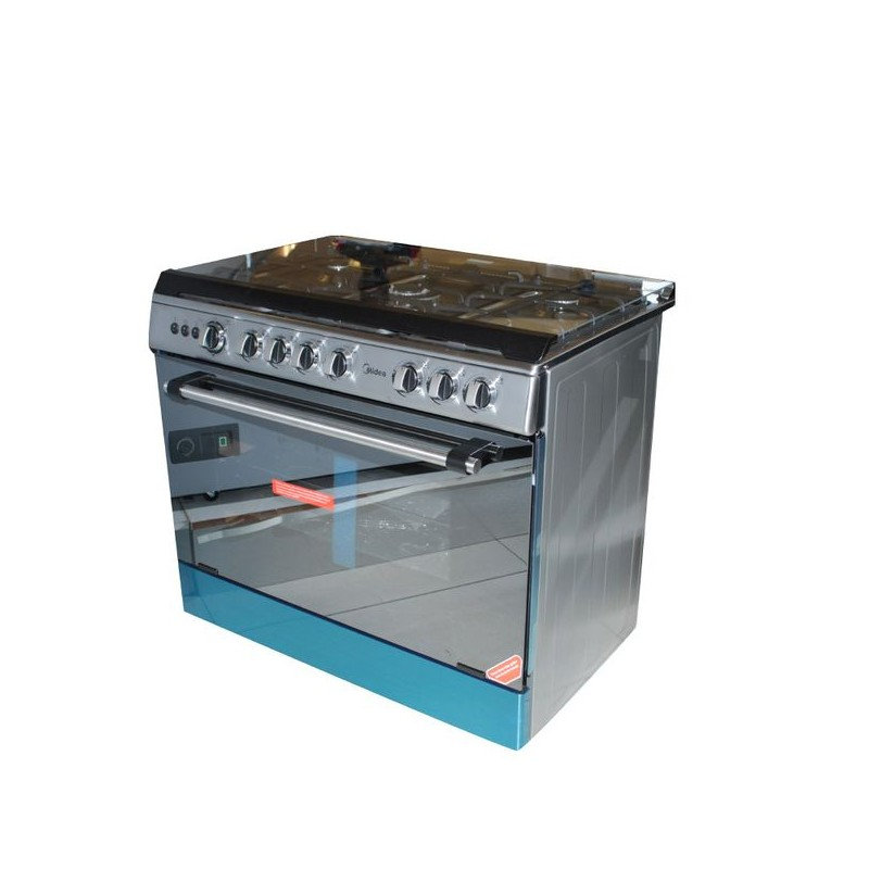Cuisinière Midea 90x60 5 feux gaz demi-inox