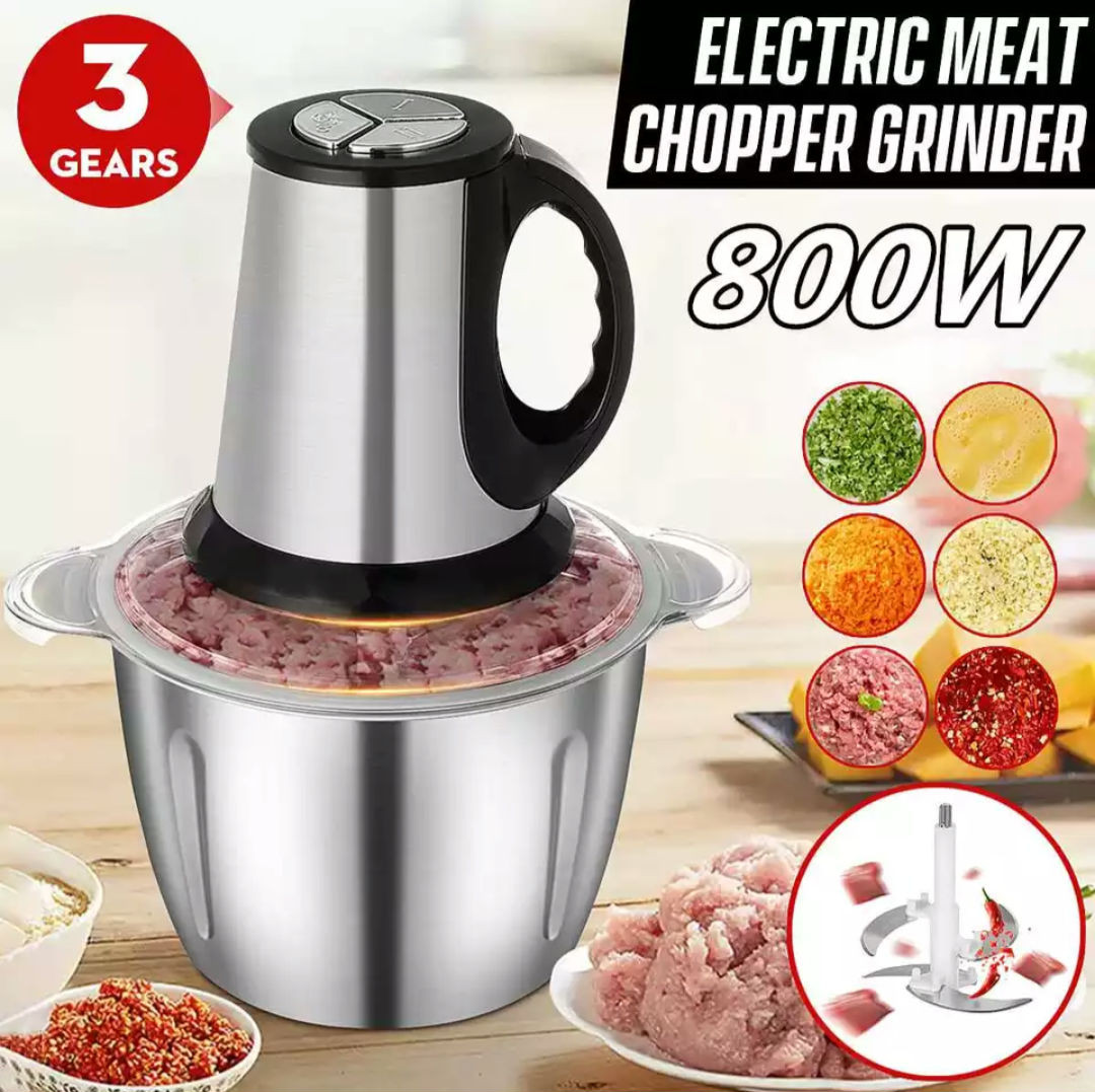 Hachoir à viande électrique en acier inoxydable, 800W, 3L, broyeur à 2 vitesses