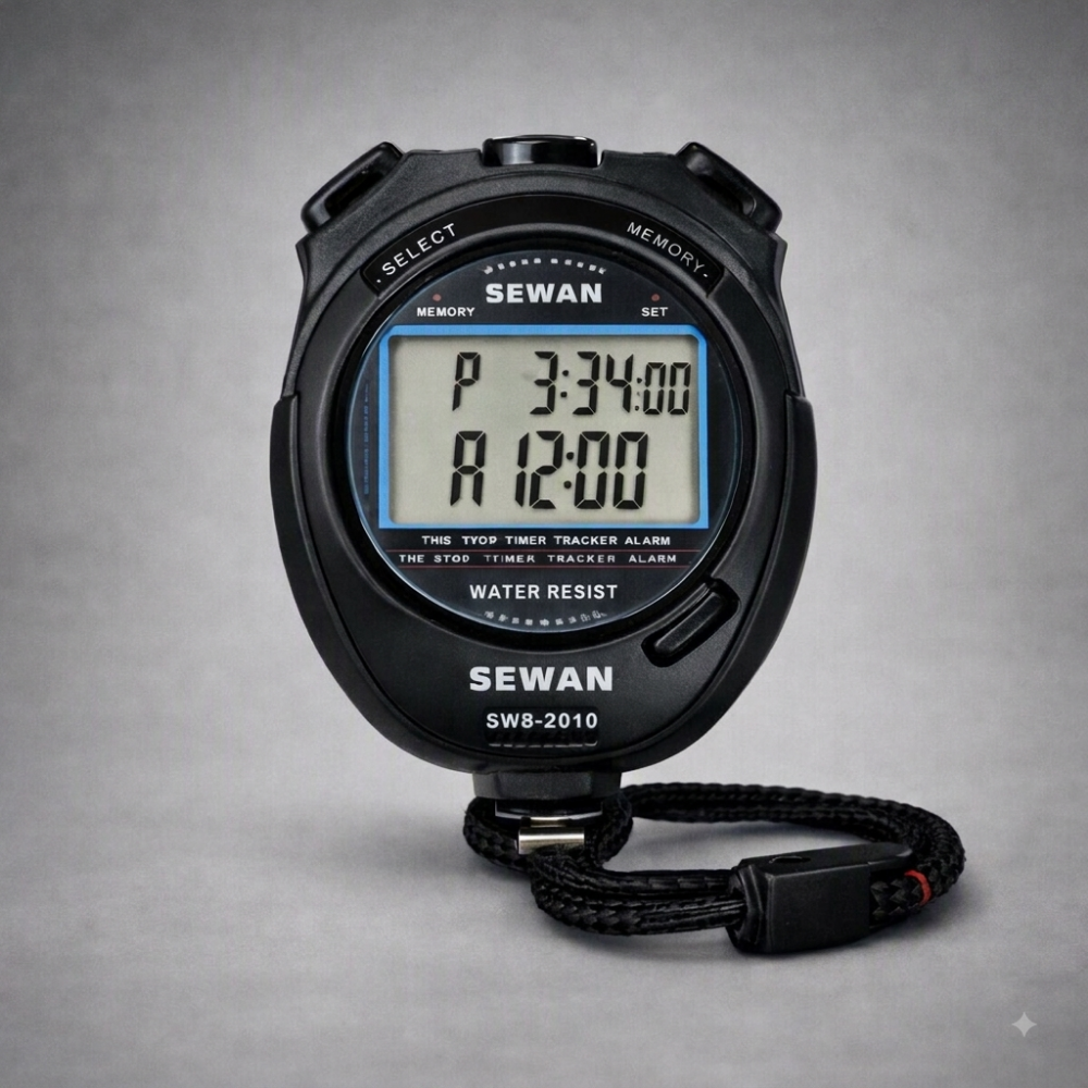 Chronomètre SEWAN SW8-2010 — 10 Mémoires, LCD, Water Resist