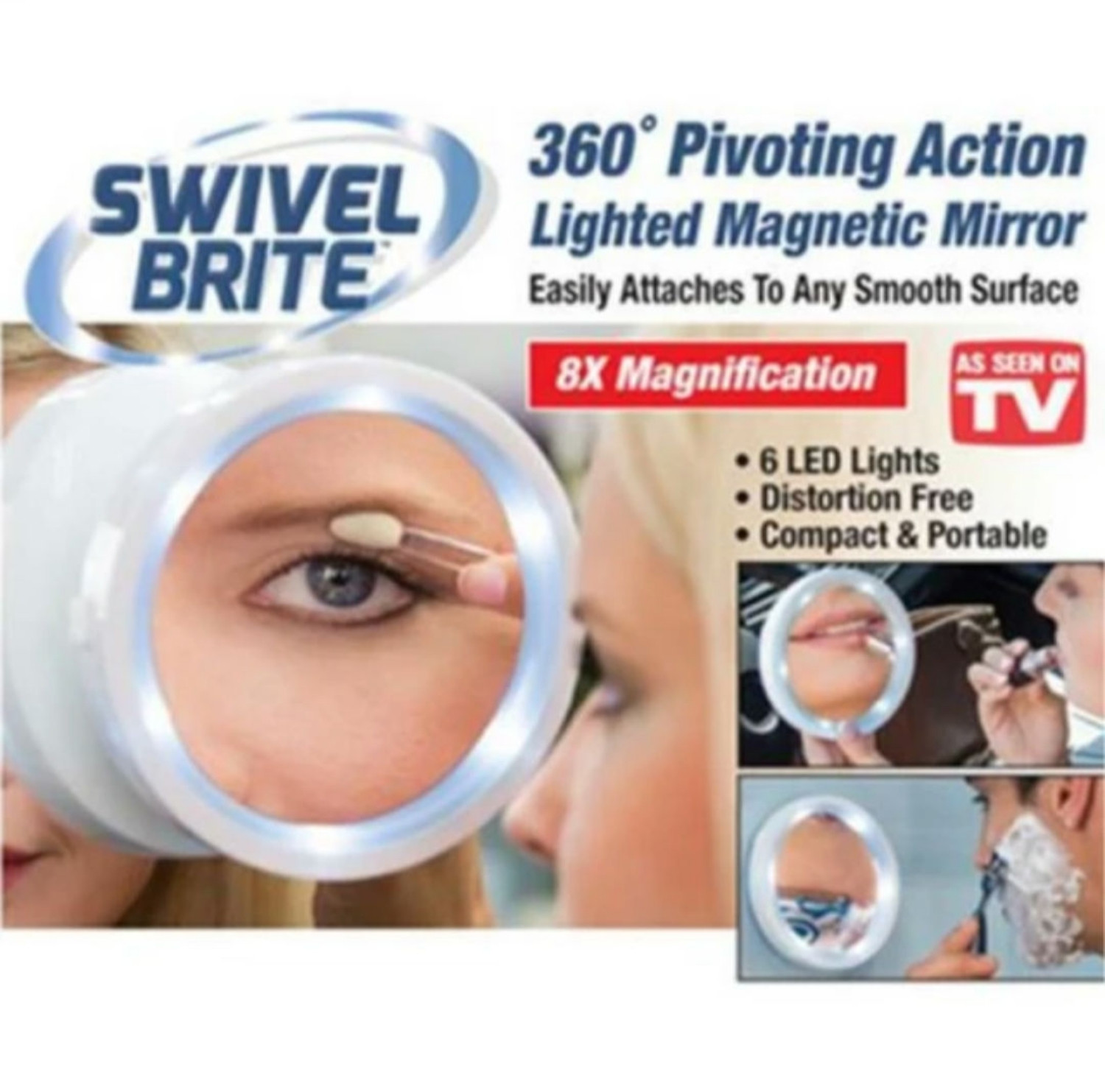 Miroir pivotante Action 360 avec éclairage LED Portable