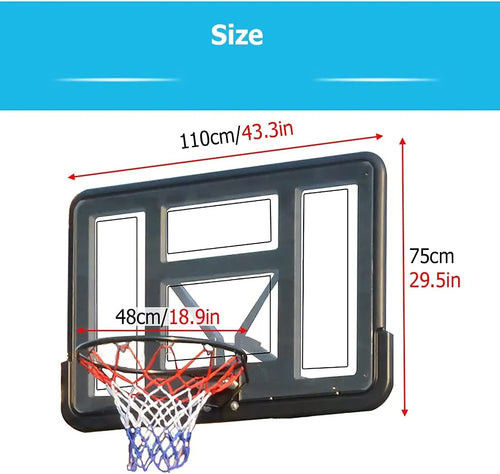Miniature : PANIER DE BASKET-BALL MURAL AVEC PANNEAU ARRIÈRE ROBUSTE 110 * 75 * 48cm 