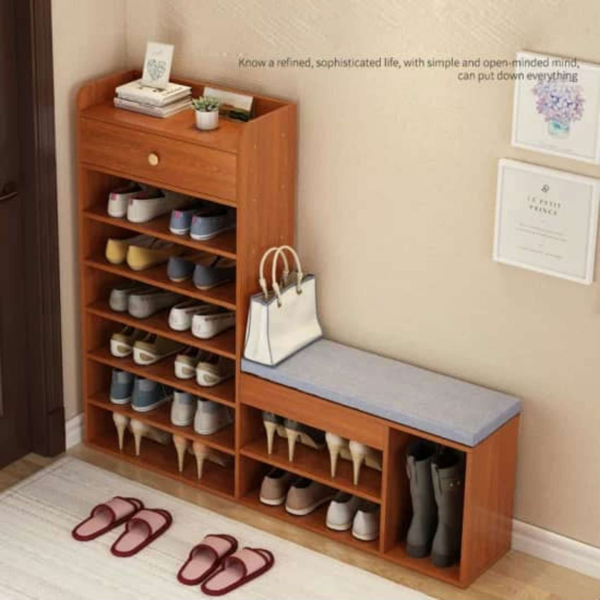 Rangement de chaussures en bois 17 paires