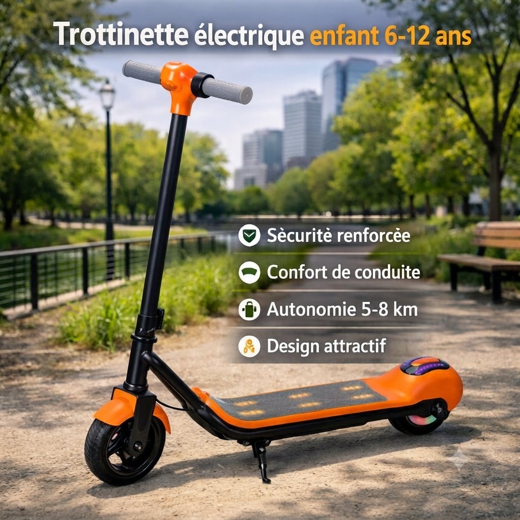 Trottinette électrique enfant 6‑12 ans – sécurité et confort
