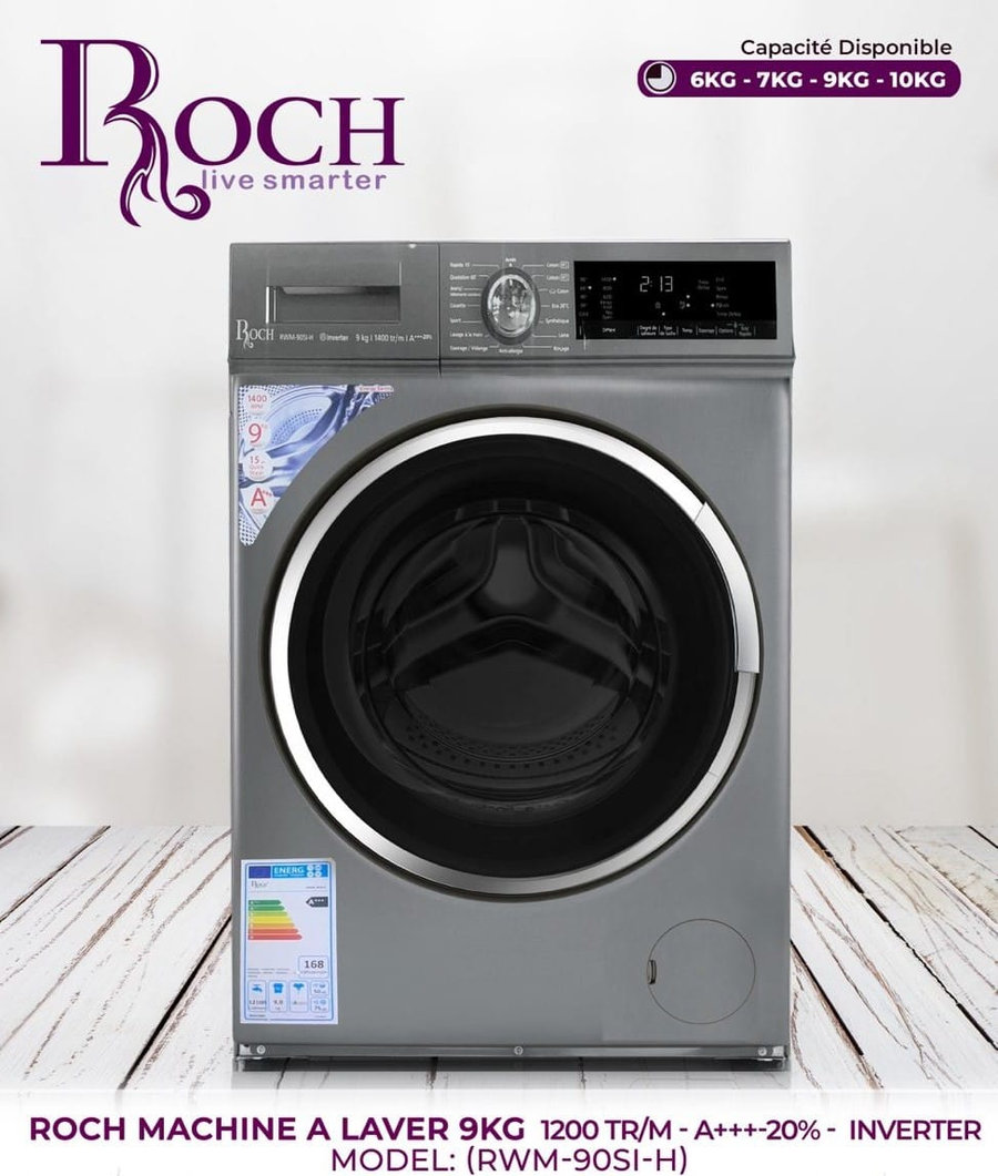 Machine à laver Roch 9 kg Inverter A+++ gris RWM90SIH