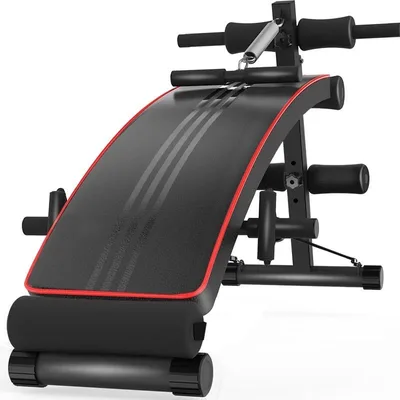 Banc de musculation abdominale liseré rouge, pliable