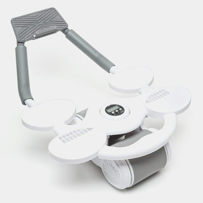 Roue abdominale à rebond automatique blanche avec compteur digital intégré