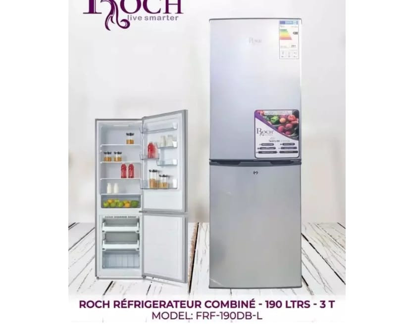 Réfrigérateur Roch combiné 3 tiroirs 190 litres RFR190DBL