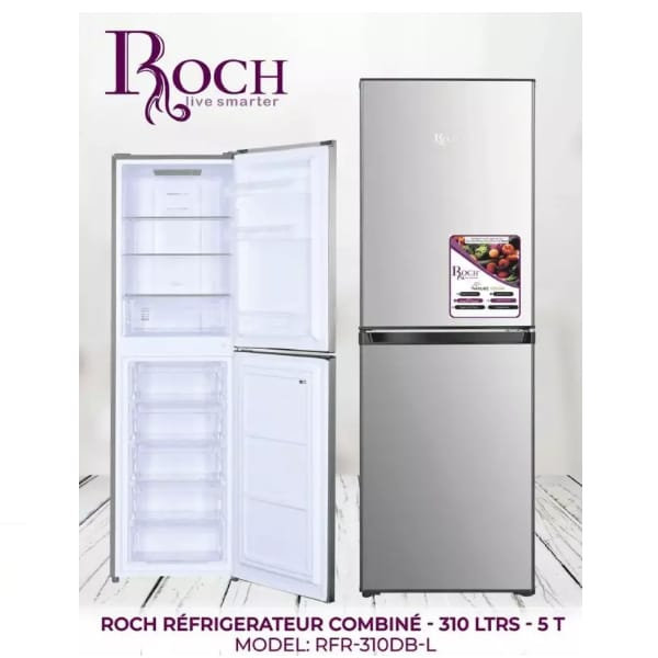 Réfrigérateur Roch combiné 5 tiroirs 251 litres gris RFR-310DB-L
