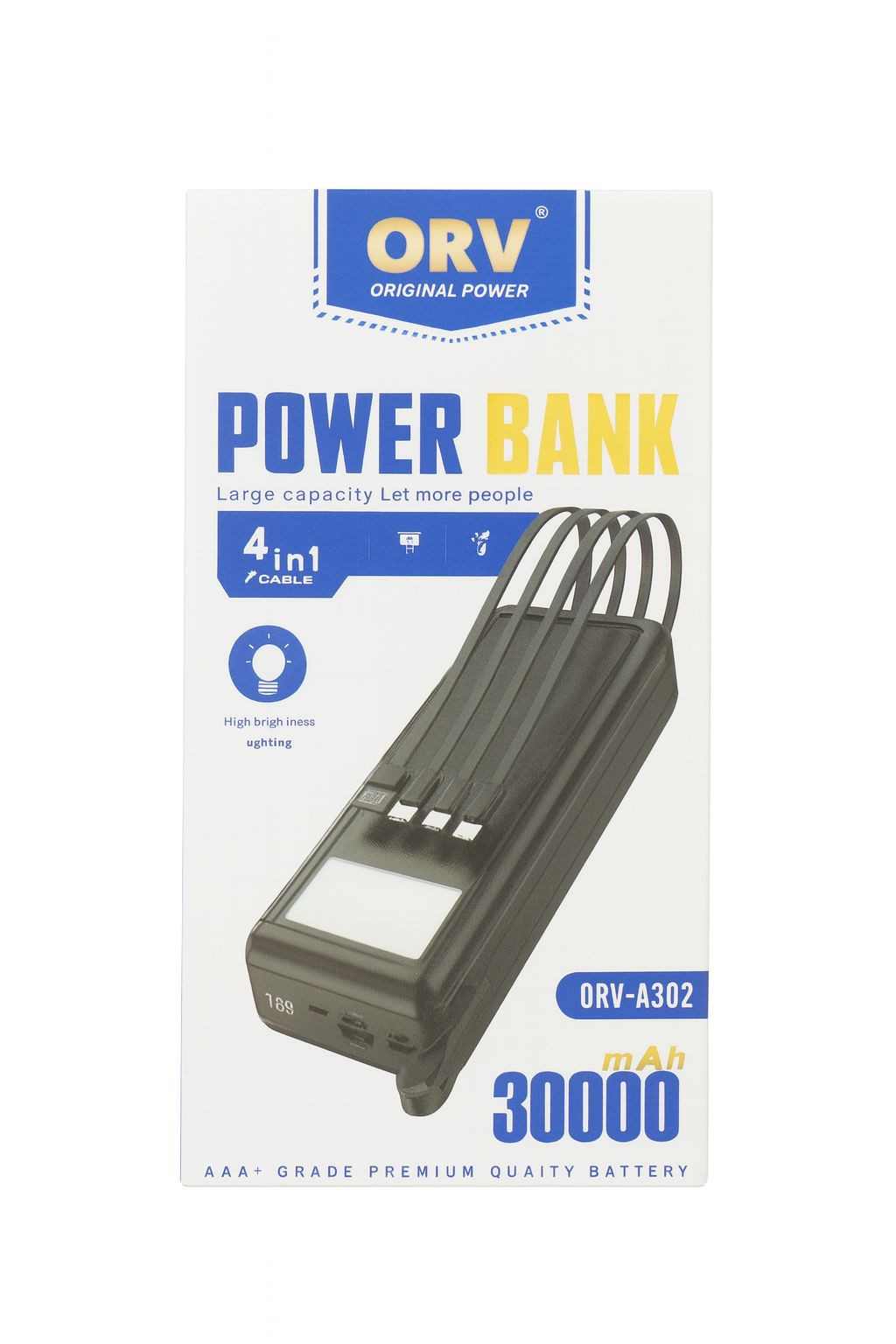 Power Bank ORV 30000 mAh – Batterie externe haute capacité