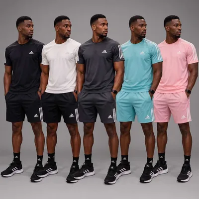 Ensemble sport homme t-shirt/short coloris au choix, coupe à bandes latérales