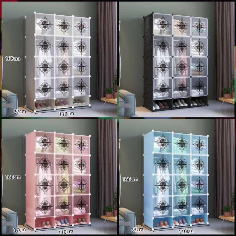 Armoire de rangement + chaussures - Plastique 3 Battants - Réf. 017