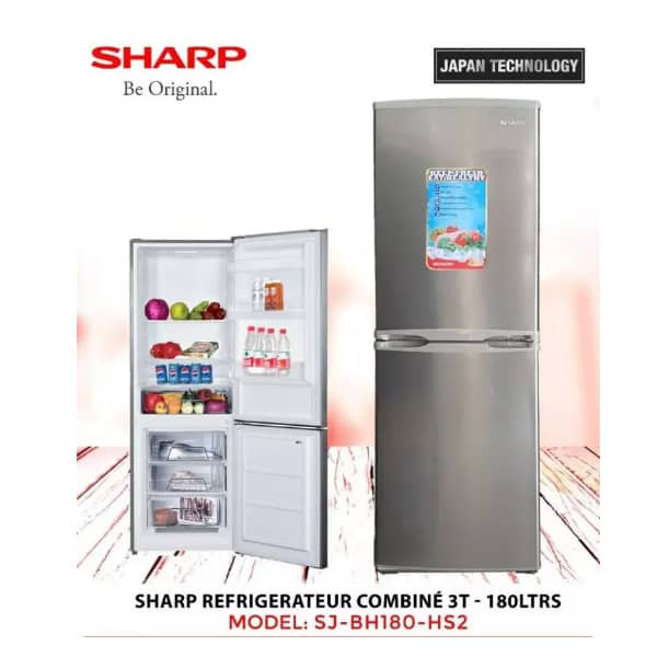 Réfrigérateur Sharp combiné 3 tiroirs 180 litres gris BH180HS2