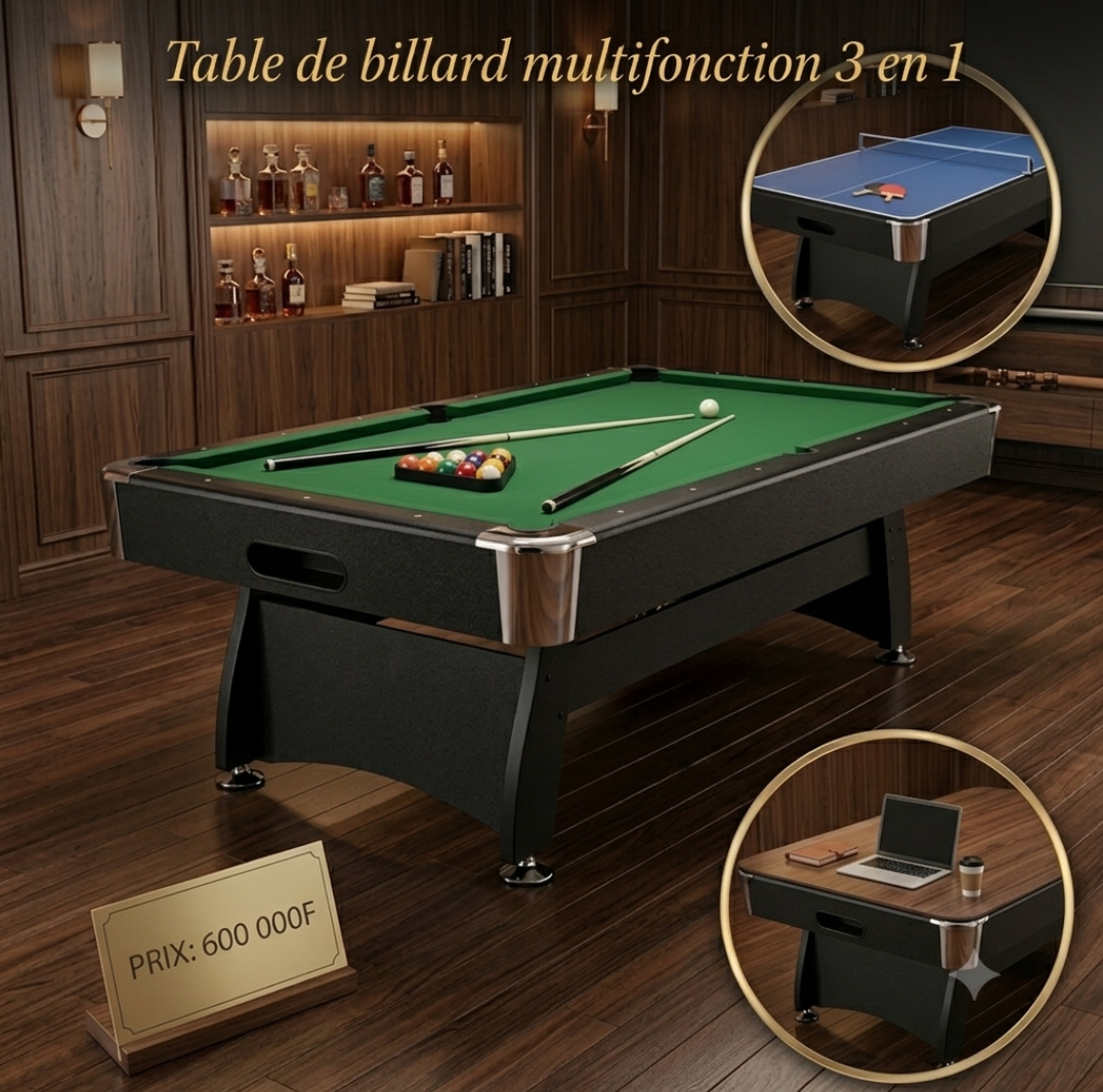 Table de billard multifonction 3 en 1