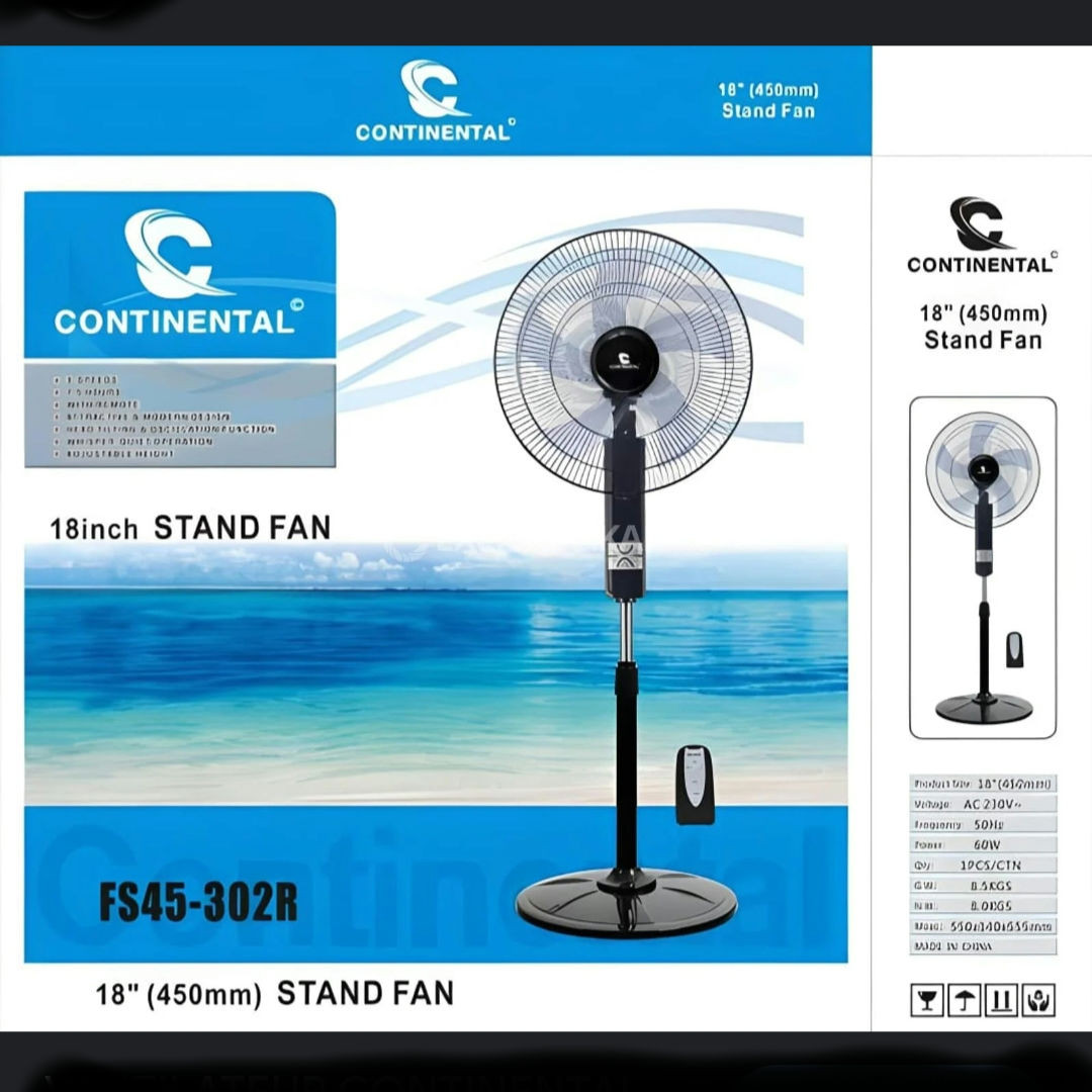VENTILATEUR CONTINENTAL SUR PIED 18 POUCES EXTRA POWERFULL AVEC TELECOMMANDE