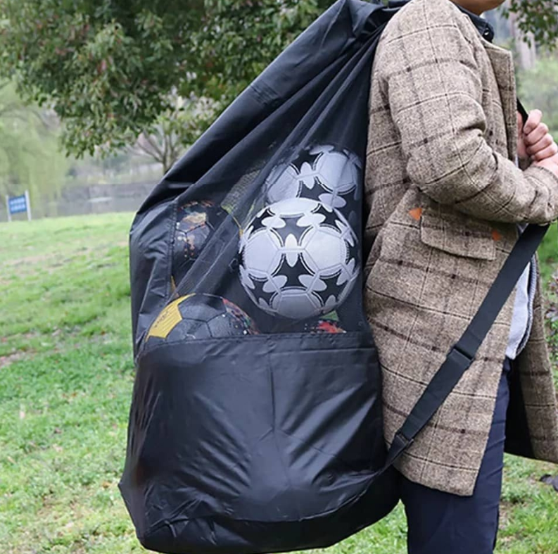 Sac de transport pour ballons- grand sac de rangement en filet pour entraînement