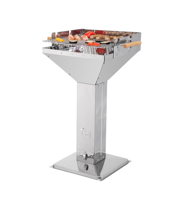 Grille de cheminée barbecue à charbon en Inox sur Pieds

