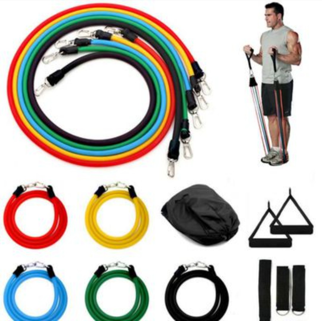 5 Bandes de Résistance Elastiques 11pcs Musculation Latex Fitness Exercice