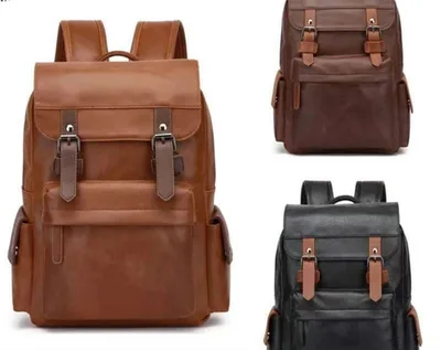 Sac à dos en cuir à rabat et boucles