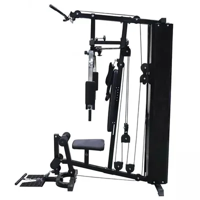 Station de musculation complète avec 10 contrepoids acier noir