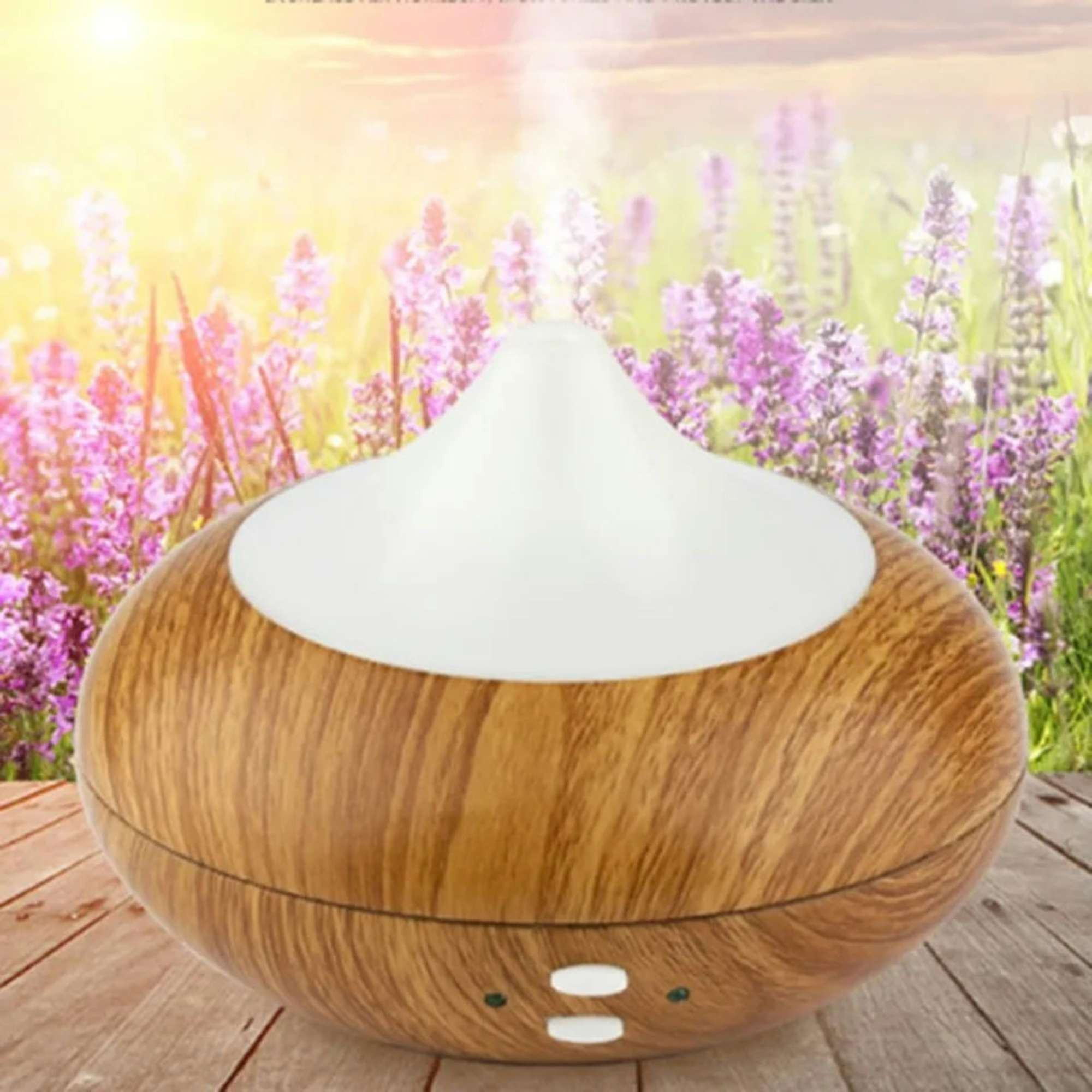 Diffuseur d’huiles essentielles effet bois – Humidificateur ultrasonique 300 ml