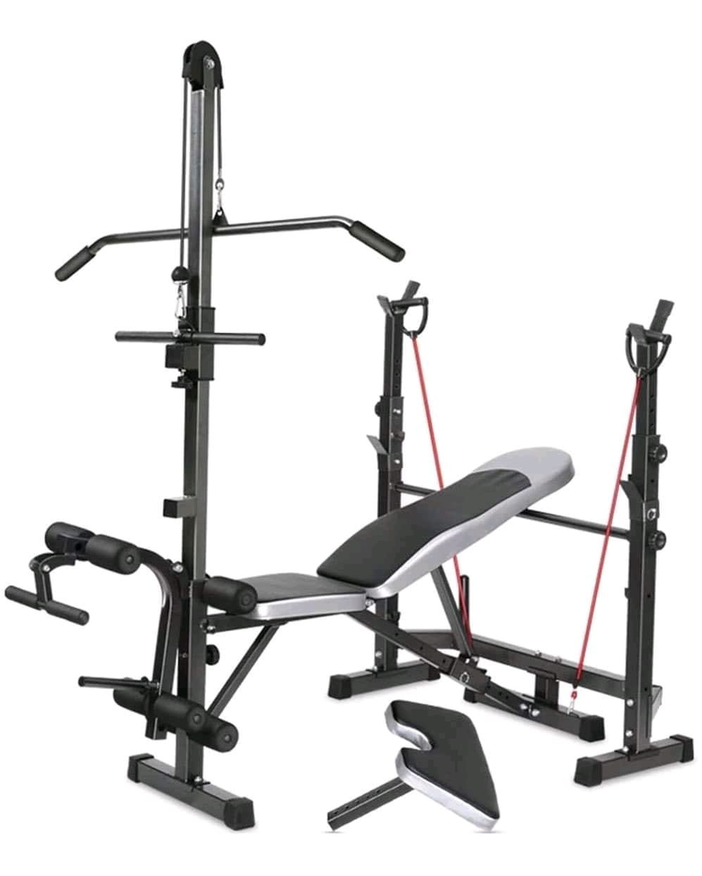 Banc de musculation multifonction avec poulie et accoudoir