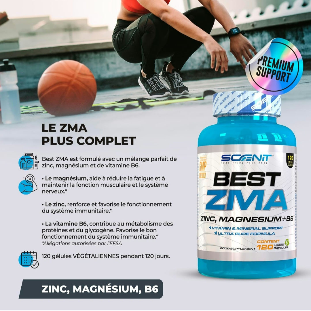 ZMA Magnesium Zinc and Vitamin B6 - Best ZMA - 120 Vegan Capsules

