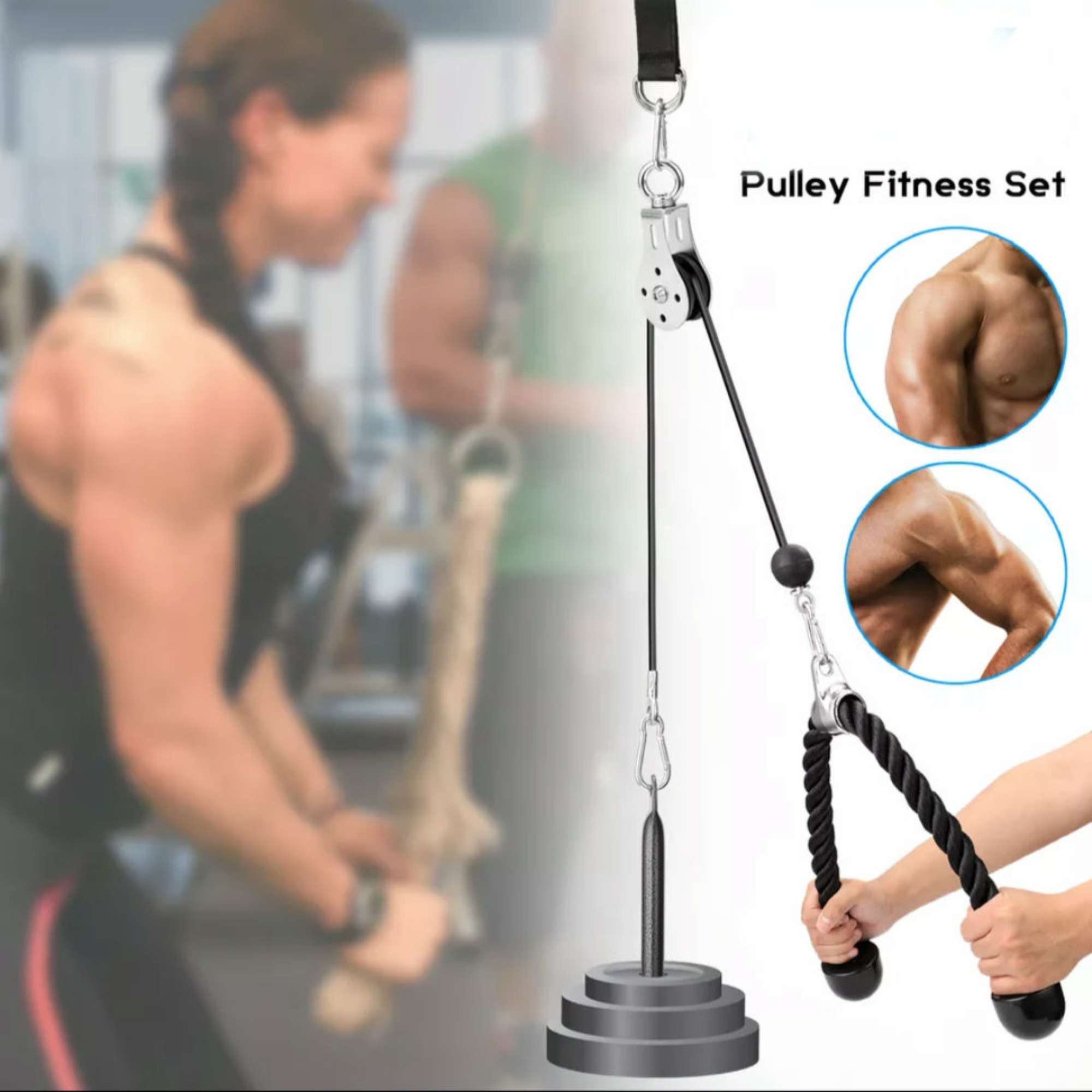 SYSTÈME DE POULIE AVEC CÂBLE PRÊT À MONTER POUR LA MUSCULATION - Réf. 132