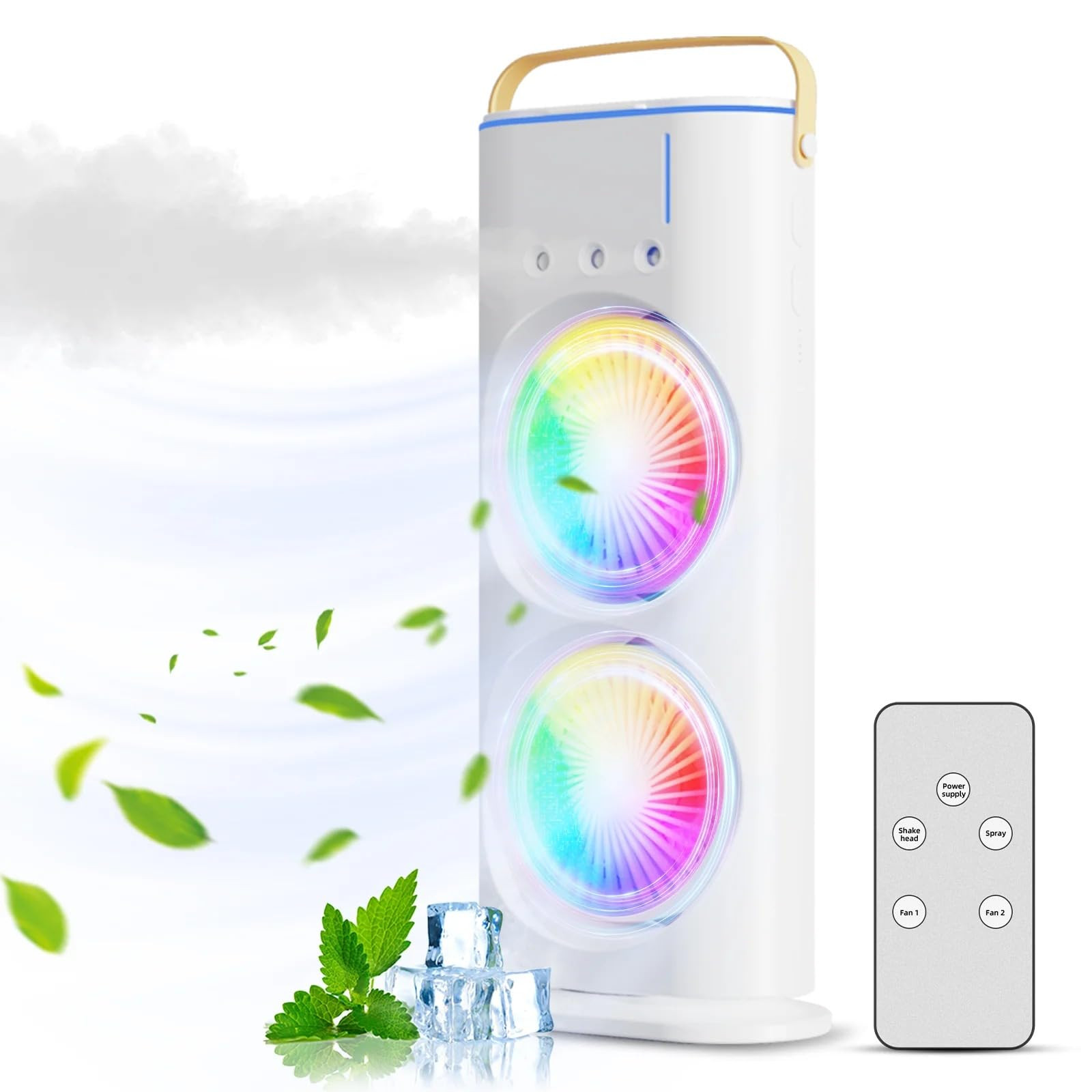Ventilateur de table, refroidisseur d'air 270ml,avec télécommande, éclairage LED