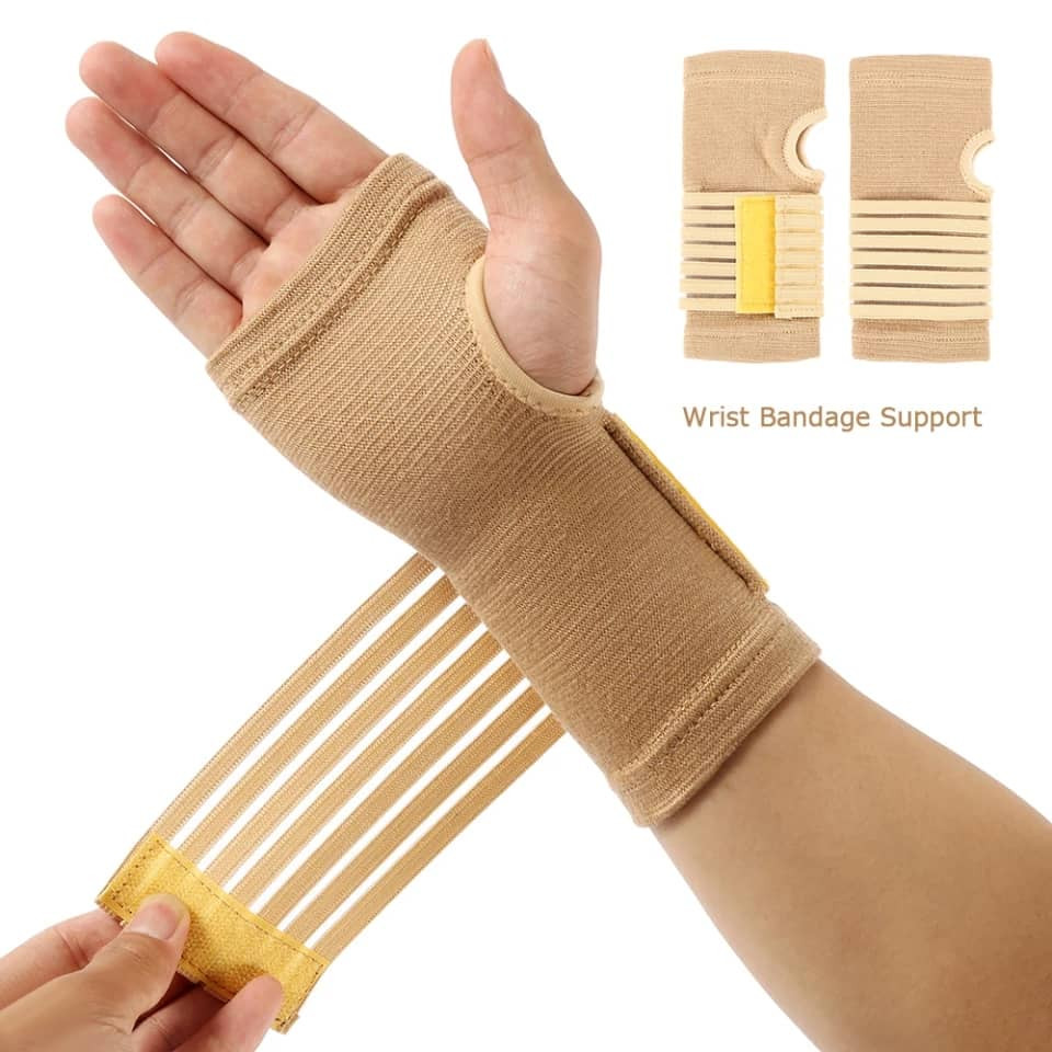 Protège-poignets beige - Bandage élastique (paire)